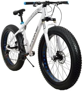 Sunspeed Unisex Mountain Bike | 21-Speed Gear with Double Disc Brakes, Dual Suspension, Fat Magnesium Tires, Carbon Steel Frame | 26-Inch White