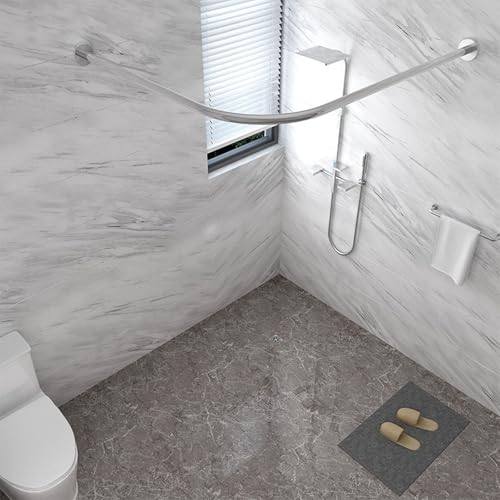 Peakjune Barra Cortina Ducha Esquina L, Ajustable, Acero Inoxidable, Plata, 60-90*60-90cm