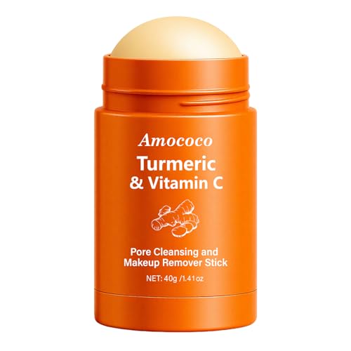 1 Packs Pore Cleansing Makeup Remover Stick, Turmeric &amp; Vitamin C Formula for Sensitive Skin, Gentle Make Up Melting Cleanser &amp; Waterproof Mascara Remover, Travel-Friendly, Turmeric, 1.41 Oz