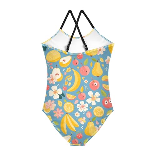 KLL Cute Fruits Bananas Apples Pears Scandinavian Style Girl 1-Piece Bathing Suit Beach Swimwear with Adjustable Straps2