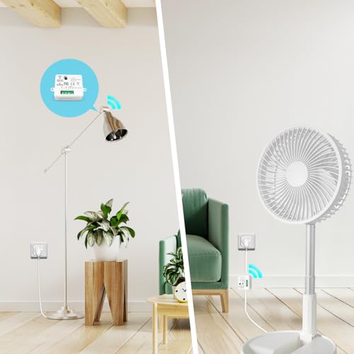 Lichtschalter, Tedeligo Funk Abluftsteuerung mit Fenster-Magnetkontakt und Funkempfanger, für Abluftventilator elektrisches Licht Dunstabzugshaube Kamin Fensterschalter Wireless Fensterkontaktschalter