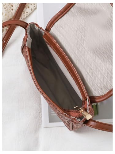 Women's Floral Embossed Flap Crossbody Bags Vintage PU Leather Shoulder Handbags Retro Purses4