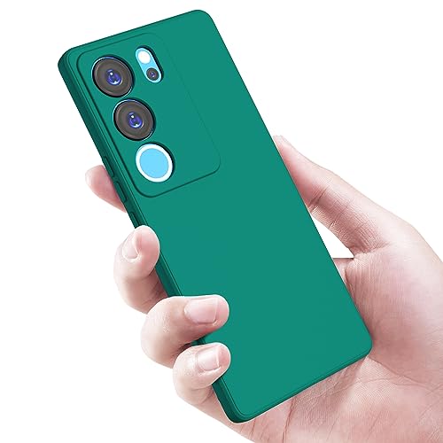 Image of Kapa Matte Protective Lens Flexible Back Cover for Vivo V29 / V29 PRO (5G) | Slim Silicone with Soft Lining Shockproof Full Body Bumper Case (Green)