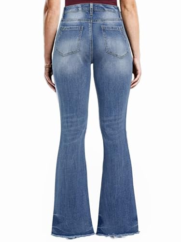 Flamingals Butt Lifting Bootcut Jeans Double Button Flared Leg Stretchy Curvy Tummy Control Trendy Denim Jeans2