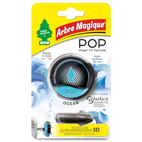 Arbre Magique POP, Profumatore Auto Solido, Fragranza Ocean, Profumazione Delicata e Fresca, Durata Fino a 30 Giorni, Design Italiano, Confezione da 1 Pezzo