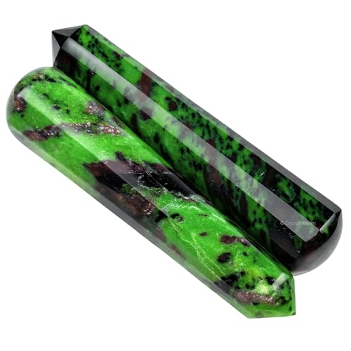 Image of Ruby Zoisite Crystal Wand - Pointed Crystal Wand for Energy Healing, Chakra Balancing, Meditation and Home Decor - Crystals and Healing Stones for Gift