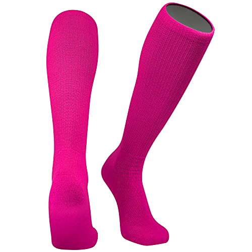PEAR SOX Allsport Knee High Socks - Moisture Wicking Athletic Tube Socks with Arch and Ankle Support (Neon Pink, M)
