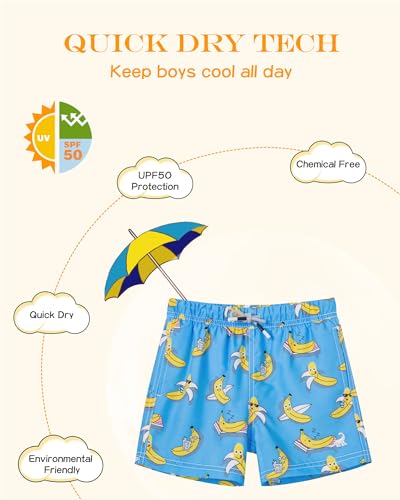 Image of SURF CUZ Surfcuz Little Boys Swim Trunks UPF 50+ Toddler Beach Shorts Swimsuit Kids Quick Dry Swimwear