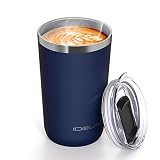Ideus 20 oz Tumbler, Travel Coffee Mug with Splash Proof Sliding Lid, Double Wall Stainless Steel Va