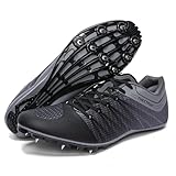 Zakey Track and Field Shoes Men Women Kids Spikes Sneakers Track Race Jumping Sneakers Girls Professional Running Nail Spikes Shoes Boy (4,BlackGray)