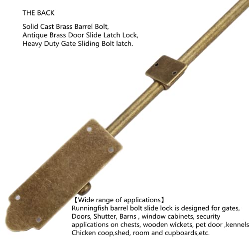 Runningfish Heavy Duty Cane Bolts For Gates 23.7'',Barrel Bolt Latch Super Lengthen,Thickened Drop Bolts For Gates,Garage Bolts Solid Cast Copper Sliding Lock For Gate Latch #TOP6