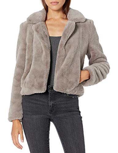 [BLANKNYC] womens Solid Cropped With No Closure and Side Pockets Faux Fur Jacket, To the Moon, Small US