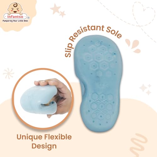 Image of Infantso Lightweight Anti-Skid Sock Shoes for Babies, Kids & Toddlers - Soft Sole Breathable Cotton Sneakers with Anti-Collision Toe, Perfect for Infants' First Walking Steps, Comfortable & Safe Fit