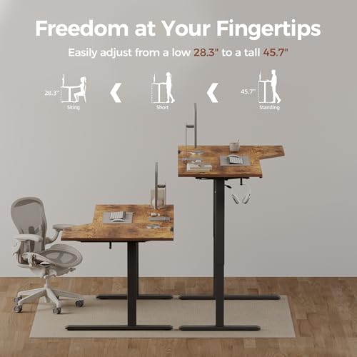 Image of Mericonia L-Shaped Standing Desk with Cable Management, Corner Stand Up Desk, Electric Adjustable Computer Desk for Home Office Work