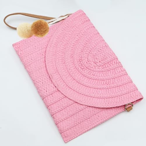 Crossbody Bags for Women, Straw Clutch Purses, Bohemian Handmade Woven Envelope Package3