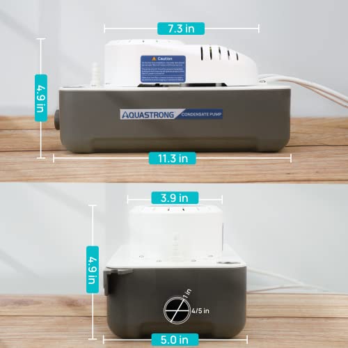 Aquastrong Bomba condensada HAVC 1/30HP 95 GPH, 115V/230V, interruptor de segurança automático, remo