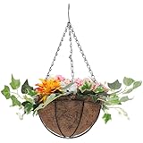 NOLITOY Cesta Colgante con Flores Artificiales Realistas Macetero Ligero para Decoración de Hogar Oficina y Jardín Adorno Floral para Interior y Exterior Diseño Único con Flores Canasto de