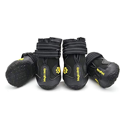 PETCUTE Chaussures pour Chien de Protection Bottines Imperméables pour Chien de Taille Petit Moyenne et Grande Utilisation en Extérieur(Noir 2#) Cover