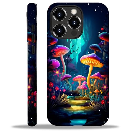 Compatible with iPhone 16 Pro Max Case,Colorful Mushroom Pattern 2 in 1 Double Protection,Anti-Scratch Shockproof Case for iPhone 16 Pro Max
