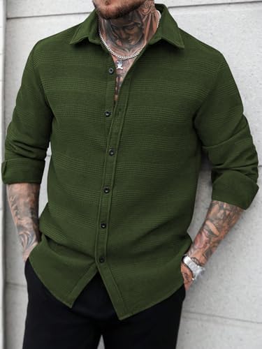 Image of GRECIILOOKS Casual Shirt for Men's | Full Sleeve Textured Shirts for Men | Regular Fit Wrinkle Free Premium Shirts for Man | Biker Streetwear Office Travel Dinner Style