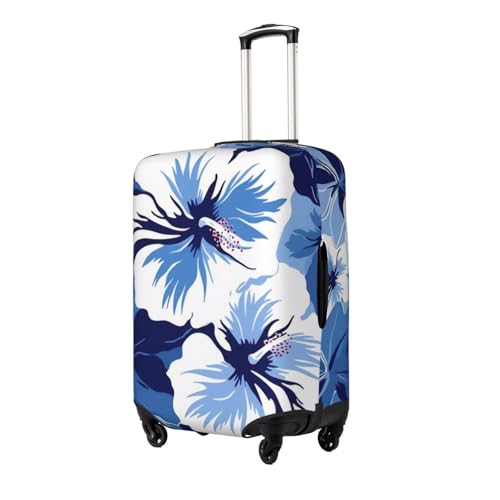 Blue Hibiscus Print Luggage Suitcase Covers Elastic Washable Luggage Protector Luggage Covers For Suitcase2
