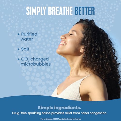 Breathe Right Isotonic Sparkling Saline Nasal Rinse Spray, CO₂ Infused Nasal Spray, Natural Relief from Stuffy Nose Due to Cold or Allergy, Drug-Free, 1 Can 4.0 oz