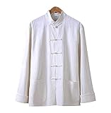 Generic Tai Chi Kleidung Frauen, Männer Traditionelle Kampfkünste Tai Chi Qigong Wing Chun Shaolin Taekwondo Langarm Trainingskleidung Hemd Für Männer Frauen Aus Leinen,Orange-175cm (Orange 160)