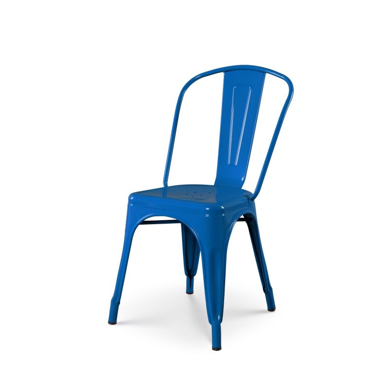 Kosmi - Chaise en métal Bleu Style Industriel - Finition Brillant