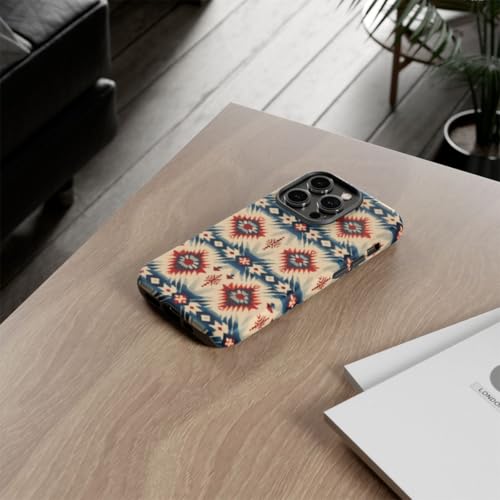 Coque iPhone 14 Pro rouge et bleu géométrique anti-trace rigide mate - 4