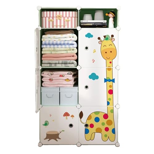 Image of LUHI Plastic Wardrobe for Kids Clothes - Durable, Easy to Use Anti-Skid & Non-Slip Effective Professional Collapsible Wardrobe, Plastic Cupboard for Kids, Foldable Almirah (O4 White, 6+2 Tier)