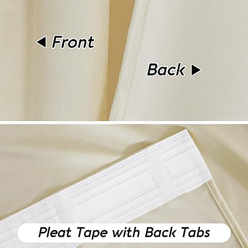 Image of RYB HOME Beige Velvet Curtains 84 inches - Rod Pocket & Back Tab Boho Window Panels Privacy Theraml Insulted Drapes for Bedroom Bathroom, W52 x L84, 1 Pair | Thermal Insulated, Room Darkening, Super Soft Velvet, Drapes with Pleat Tape, Dining Room Home Theater, W52 x L84, 2 Panels
