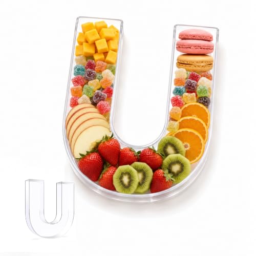 Image of Pooqla 10 inch Acrylic Letter Charcuterie Tray Birthday Party Fillable Box U