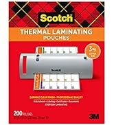 Scotch Thermal Laminating Pouches, 200 Pack Laminating Sheets/6 Pack, 3 Mil, 8.9 x 11.4 Inches, E...