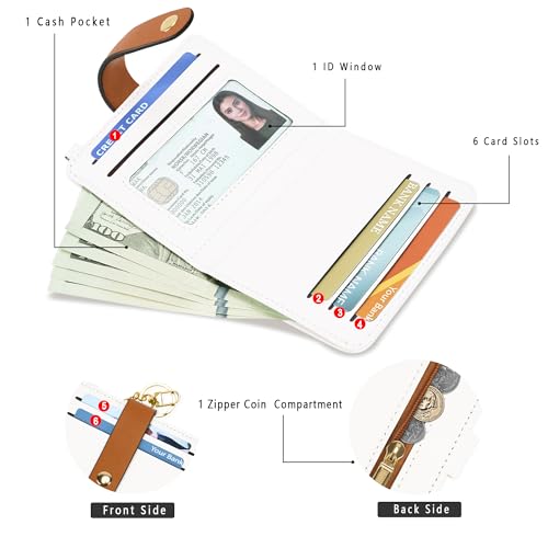 Image of Airkit Small Wallet Women RFID, PU Leather Card Holder with Keychain | Slim Compact Zipper Coin Purse for Ladies, Travel Holiday Gifts for Mom, Cute Mini Bifold Wallets