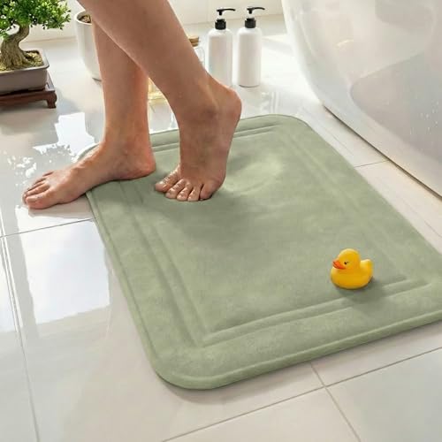 ITSOFT Memory Foam Bath Mat 31x20, Non Slip, Machine Washable, Quick Dry & Absorbent Rugs, Bath Mats for Bathroom Floor, Tub & Shower, Bathroom Rug, Sage Green