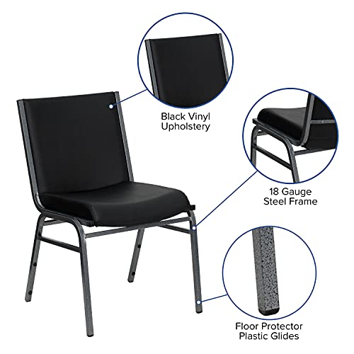 Flash Furniture 4-XU-60153-BK-VYL-GG Hercules Series Heavy-Duty Cushioned Vinyl Lobby Chairs W/ Ganging Bracket, Stacking Chairs For Waiting Rooms/Offices thumb #8