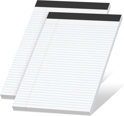 Roneky Legal Pads A4 inch Notepad 2 Pack White Note Pads A4 for Work Double-Side Printed Lined Paper Pads College Ruled White Notepads 30 Sheets Per Writing Pad for School Home Office