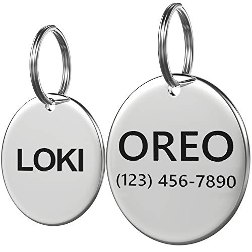 Stainless Steel Pet ID Tag Front and Back Custom for Dog Cat Personalized