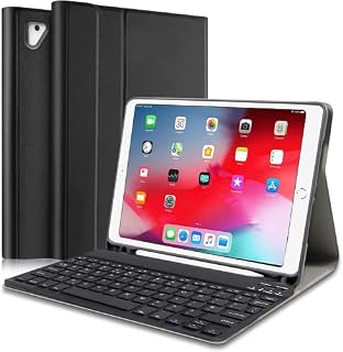 Keyboard Case for Ipad 9.7,UK Layout Keyboard Case for 2018 (6th Gen)/ 2017(5th Gen)/iPad Pro 9.7/ iPad Air 2/iPad Air 1,Protective Case with Apple Pencil Holder and Detachable Wireless Keyboard Black