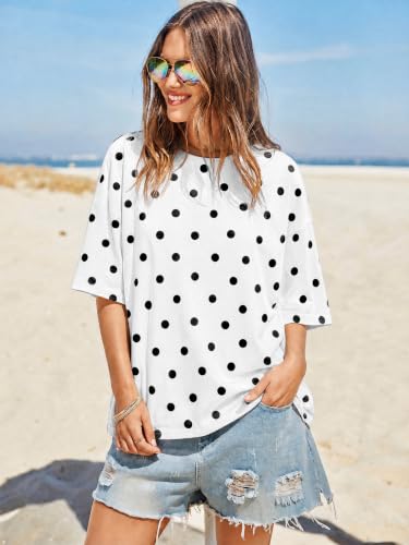 Image of Tankaneo Womens Oversized T-Shirts Summer Casual Short Sleeve Loose Fit Top