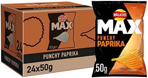 Amazon.com: Walkers Max Paprika Crisps 50g (Pack of 24) : Grocery ...