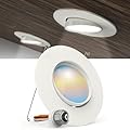 Sunco LED Can Lights Eyeball Retrofit Gimbal 5/6 Inch Recessed Lights, 12W=60W, 5 Colors (2700K/3000K/3500K/4000K/5000K), 800 LM, Directional Angled Trim Adjustable Ceiling Downlight, UL