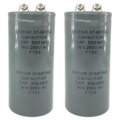 CD60 Capacitors 500uF/MFD 250VAC 2-Pack Motor Start Capacitors Compatible with Heavy-Duty HVAC, Industrial Motors, and High-Voltage Equipment