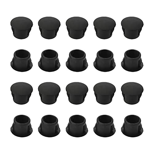 Image of Heyiarbeit 200pcs Hole Plugs 5 /16 inch / 8mm Nylon Plastic Round Snap in Type Locking Hole Tube Furniture Fencing Post Pipe Insert End Caps Black Tone