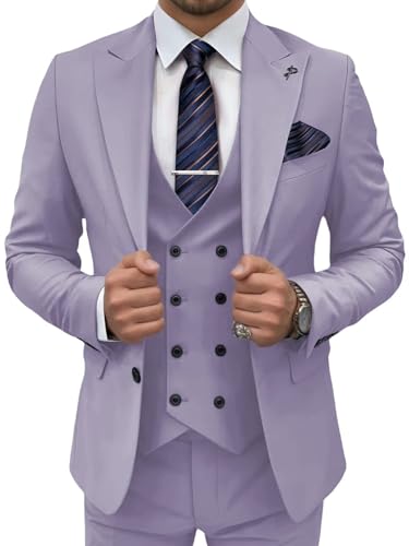 Men's Suits for Men Slim Fit Double Breasted Suit Men Suits 3 Piece Tuxedo Wedding Prom Formal Business Dinner Mens Tux