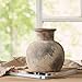 SIDUCAL Ceramic Rustic Farmhouse Vase | 6 Inch Pottery Decorative Flower for Home Decor | Boho Vase | Terracotta for Table, Living Room, Bathroom Decoration, Shelf Decor, Mantel
