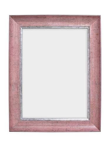Image of GOLDEN PEACOCK 6x8 Inch Photo Frame - Antique Rose Pink & Silver Finish | Vintage Decorative Tabletop & Wall Hanging Picture Frame for Home Decor & Gifting