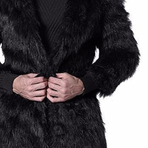 Faux Fur Coat for Men Winter Fluffy Coat Long Parka Overcoat Lapel Open Front Warm Fuzzy Shearling Trench Coat3