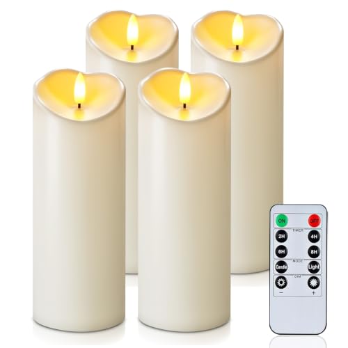 Image of Homemory 3x8 Waterproof Flameless Candles, Remote Timer, Ivory, Set of 4