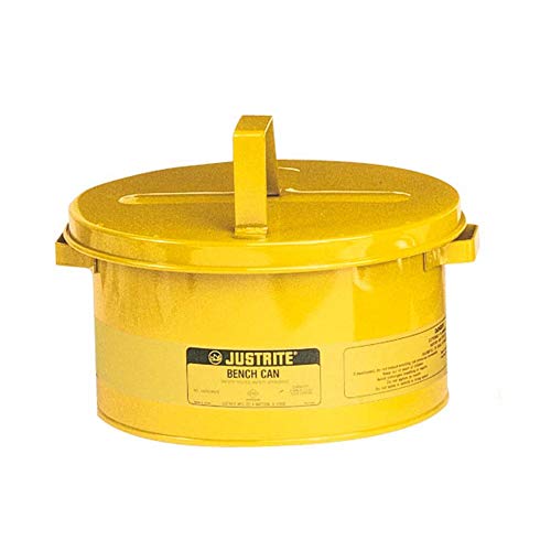 Justrite 10578 Steel Bench Can, 8L Capacity, Yellow